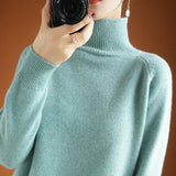 Fongt Winter New Half High Collar Sweater Female Inside Build Not Cashmere Long Sleeve Thick Knit Bottom Shirt Loose Jacket-Outfit
