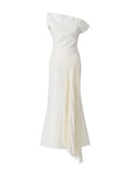Fongt Temperament Famous Wind Dress Woman 2025 Spring New Fold Design Feeling Slim Thin White Evening