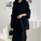 Fongt Chic Autumn And Winter Loose Large-Size Knitted Sweater + Half-Body Dress Two Sets