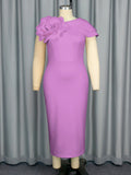Fongt Banquet Evening Dress Round Collar Sleeveless Styling Floral Dress Party Dress