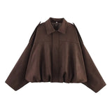 Fongt Women's Clothing Explosion Nine-Colored Velvet Texture Collar Loose Bomber Jacket Jacket
