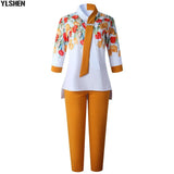 Two 2 Piece Set African Clothes Africa 2021 Dashiki Fashion Print Dresses Suit Bazin Top Pants Elastic Party Plus Size