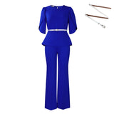 Fongt Women's 2025 New Fashion Temperament Elegant Solid-Colored Top Leg Pants Two-Set Set