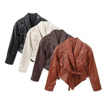 Fongt Women's Explosive Retro Casual Leather Jacket Jacket - High Quality Soft