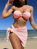 2023 New Texture Rag Bra Three-Piece Swimsuit Swimsuit