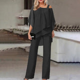 Fongt Sleeve Top Trousers Women Casual Irregular Party Set Elegant Two Sets 2025 Spring And
