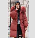 Down Cotton-Padded Jacket Female Long Bread Suit Big Wool Collar Cotton-Padded Jacket 2024 New Korean Version With Thick Cotton-Padded Coat-Outfit