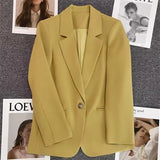 Fongt 2024 The New Green Suit Jacket Female Net Red Fashion Versatile Spring And Autumn Temperament Small Suit-Outfit