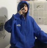 Zip Up Sweatshirts Women Hoodies Korean Oversized Thin Clothes Plus Size Loose Casual Solid Color Shirt Long Sleeve