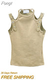 Women's Knitted Camisole Ladies Summer Y2k Casual Harajuku Solid Color Basic Elastic O Neck Sleeveless Sexy Skinny Tank Tops