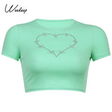 Diamonds Patchwork Vintage Slim T-shirt Women Short Sleeve Summer Contrast Harajuku Cropped Tops Cotton Basic Tee