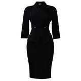 Fongt Women's New Fashion Temperament Big Collar Seven-Point Sleeves All African Dress
