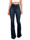 Spring And Summer Women Slim High Waist Washed Horn Jeans-Outfit