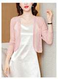 Women Thin Mesh Cardigans Lady Summer Transparent Shawl Female Long Sleeve Short Coat Outwear-Outfit