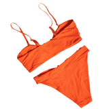 Fongt New Sexy Swimsuit Metal Accessories Hollow Bikini Solid Color Strapless High Waist Women's