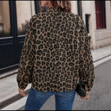 Fongt Blouse Coat Women's Spring And Autumn Leopard Print Retro Temperament Casual Blouse