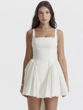 White Backless Bow Mini Dress-Outfit