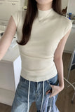 Style Round-Neck Knitted Short-Sleeved T-Shirt Women's Summer New Tight And Thin
