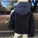 Removable Puffer Hoddie Patchwork Zipper Jacket-Outfit