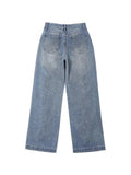 Pocket Design Blue Wash Boyfriend Jeans-Outfit