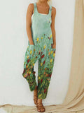 Slouchy Retro Abstract Print Overalls