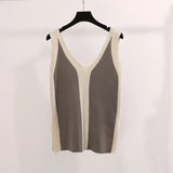 Fongt Color Before And After The V-Neck Vest Knitted Fork Tops Knitted Knitted Two-Piece Trousers Knitted