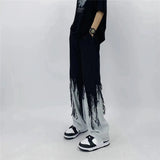 Grunge Fringed Straight Leg
