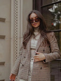 Fongt Autumn New Lattice Double Buckle Coat Personality Suit 2025 Top 5 Color