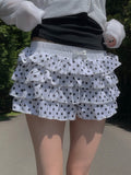 Fongt Girl Wind Reduction Wave Point Print Low-Waist Cake Short Skirt Babes Simple Body Dress Skirt