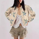 Autumn And Winter 2024 Hot Style Quilted Embroidery, Good Quality Washing Cotton, Maple Leaf Cloth Embroidery, Women's Cotton Jacket-Outfit