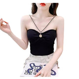 Fongt Chain Sling Vest Hottie Summer Sexy New Body-Repair Bottom Short