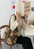 Fuzzy Teddy Bear Reversible Shoulder Bag-Outfit
