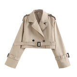 Fongt New Women's Jacket Casual Style With Long-Sleeved Short Trench Coat Top