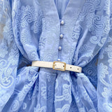 Fongt Sweet Court Style V-Neck Lantern Sleeve Embroidery Collection Thin Single Buckle A Word Elegant Dress Woman