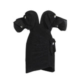 Fashion Folded Dress 2025 New High-End Feeling Shoulder Three-Dimensional Flowers Splicing Bag Hip Dress Women's