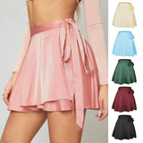 Solid High Waist Sweet Fashion Lace-up Chiffon Satin Wrap