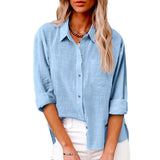 Autumn Pocket Split Linen Long-sleeved