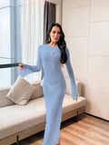 Fongt New Beach Sunscreen Dress Jersey Women's Long-Sleeved Sexy Bare Back Dress Women's Summer Dress