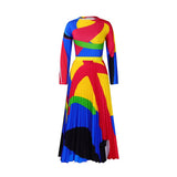 Fongt Autumn Folding Print Suit Long-Sleeved Top Fashion Skirt Two-Piece