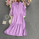 Make-Up Medium-Sleeved Dress-Outfit