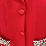 Fongt Star Fashion Heavy Industry Nails Studded Suit Dress Red Dress Fishtail Dress