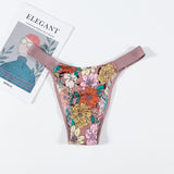 Silk Scarless Thong Women's New Printing Low-Waist Sexy T-Pants Hot Seduction Yoga Invisible Pants