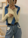 High Neck Jumper Knit Top-Outfit