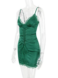 Lace Trim Satin Slip Mini Dress With Corset-Outfit