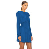 Temperament Round Neck Lantern Sleeve Dress Sexy Hot Girl Slim Pleated Skirt Elegant Party Club Outfit Vestidos-Outfit