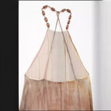 New Tie-Dye Printed Neckline Pleated Dress 3666096-Outfit