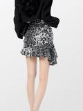 Sexy Strap Dress Women Sweet Leopard Print Slip Mini Dresses Y2K Holiday Sequin High Waist Dress Chic