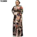 African Dinner Dresses For Women 2021 New Diamonds Spring Summer Elegant Gown Flowers Printed Dashiki Long Dress Ladies