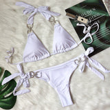 Fongt New Bikini Crystal Diamond Bikini Solid Color Strap Swimsuit High End Sexy Female Swimsuit
