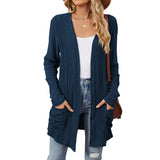 New Pit Long Sleeve Pocket Casual Solid Color Cardigan Coat-Outfit